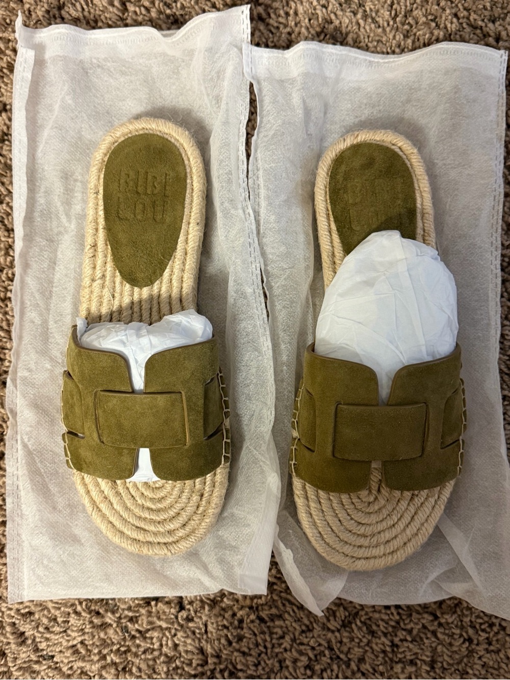 BIBI Lou Olive Green Suede Slide Espadrille - Picture 4 of 4